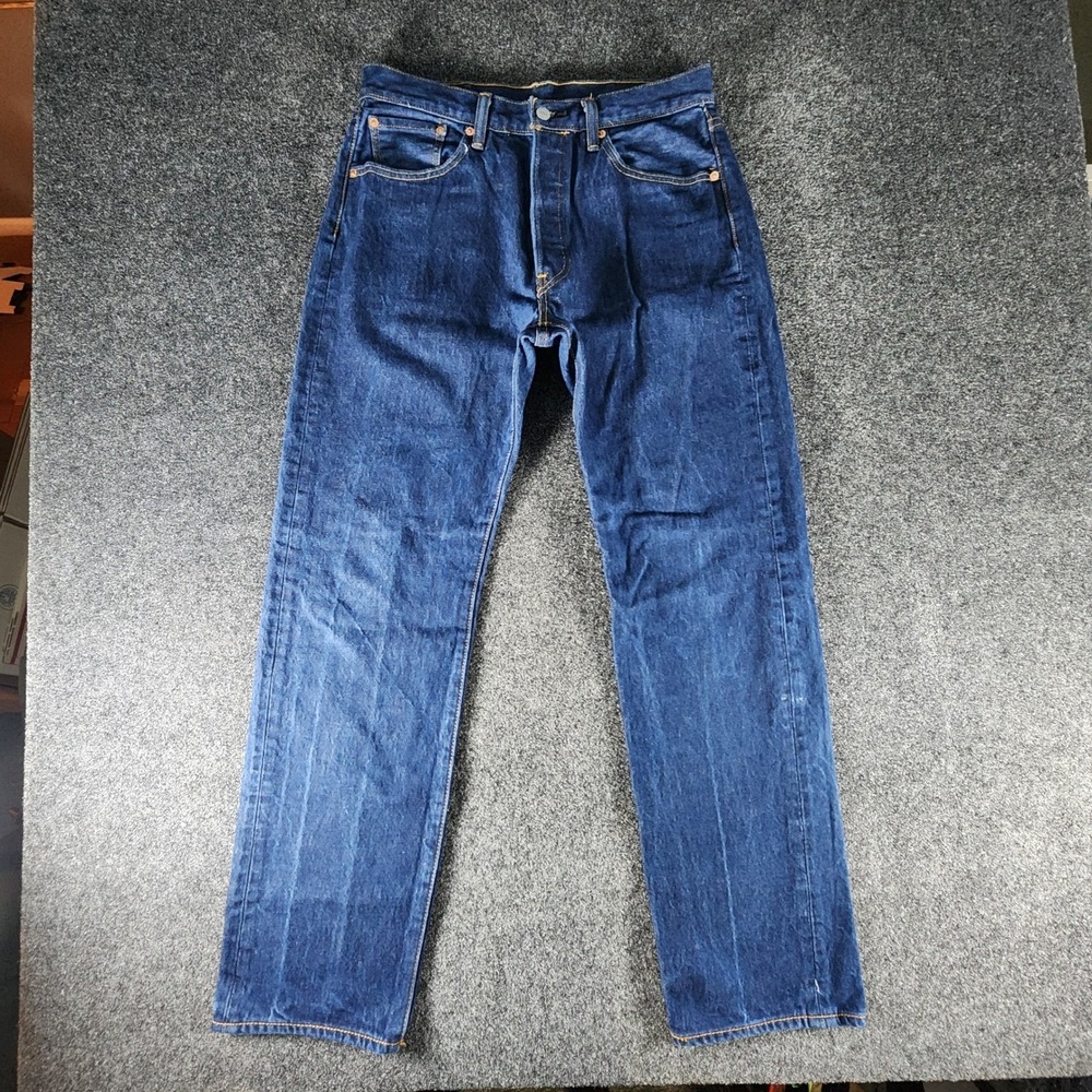 Levis 501 Original Fit Jeans Mens 33x34 Fit 30x31 Dark Wash Indigo Blue Denim